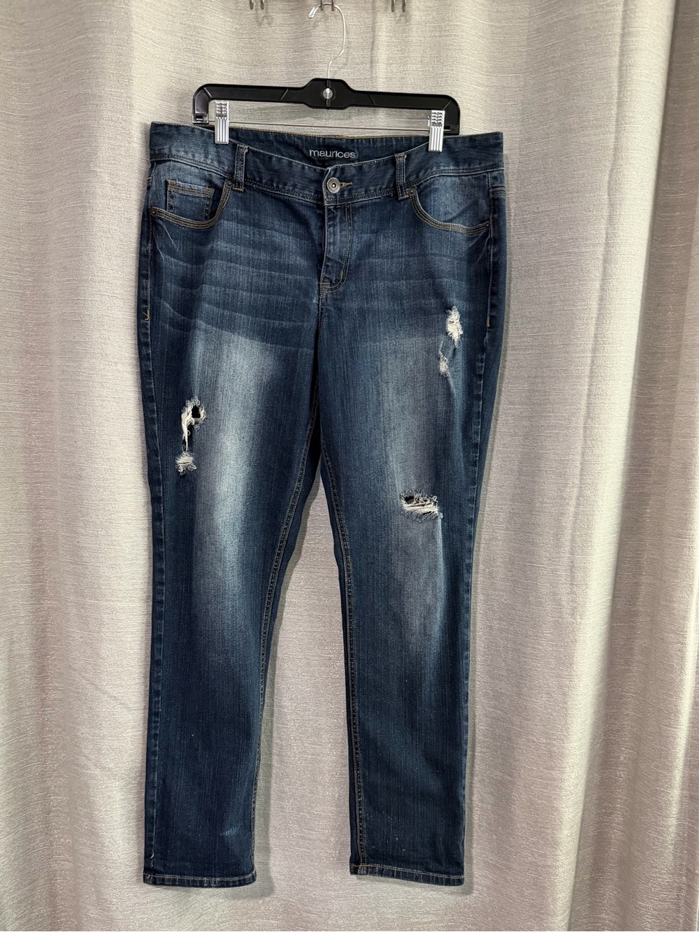 Maurices Dark Blue Distressed Boyfriend Jeans